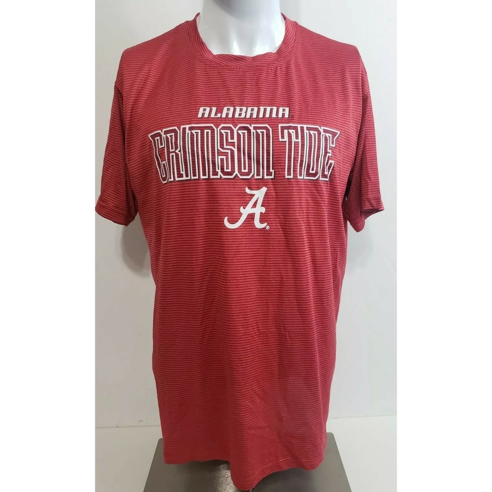 Alabama CRIMSON TIDE Size Large Football Striped Red T-Shirt  Bama